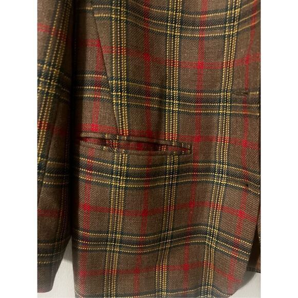Gap Womens Size Small Wool Plaid Jacket Brown Red Green 3 Button Double Breasted - Picture 3 of 8